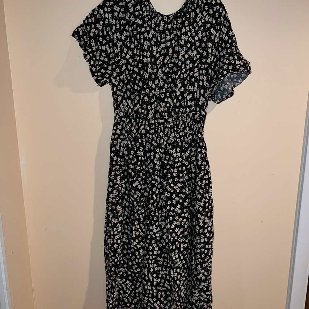 Floral Black and White Dress